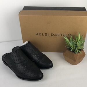 NEW Kelsi Dagger Brooklyn Adelaide Black Oval Mules Slides 5.5